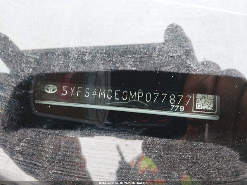 2021 Toyota Corolla VIN 5YFS4MCE0MP077877 IAAI salvage auction — FRONT END, Salvage Title, sold $25 on 2026-07-31 (photo 9)