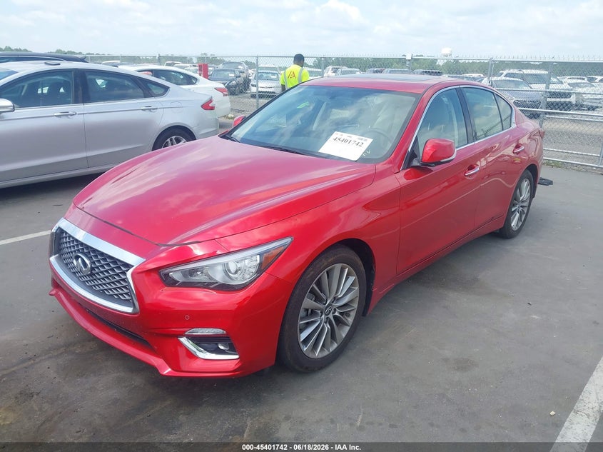 2023 Infiniti Q50 VIN JN1EV7BR9PM540612 IAAI salvage auction — RIGHT FRONT, Salvage Title, sold $6,500 on 2026-07-17 (photo 2)