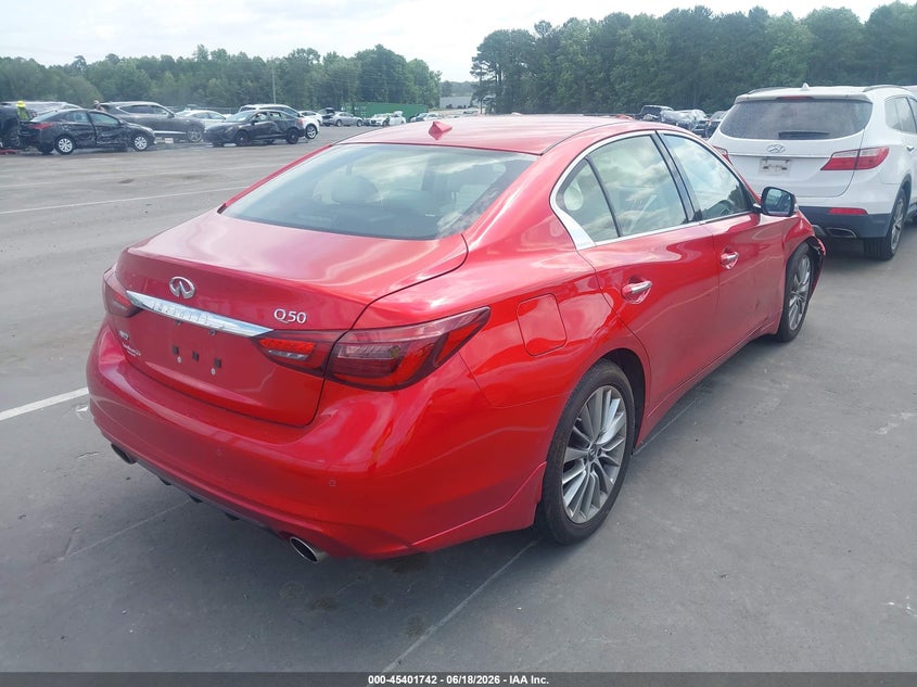 2023 Infiniti Q50 VIN JN1EV7BR9PM540612 IAAI salvage auction — RIGHT FRONT, Salvage Title, sold $6,500 on 2026-07-17 (photo 4)