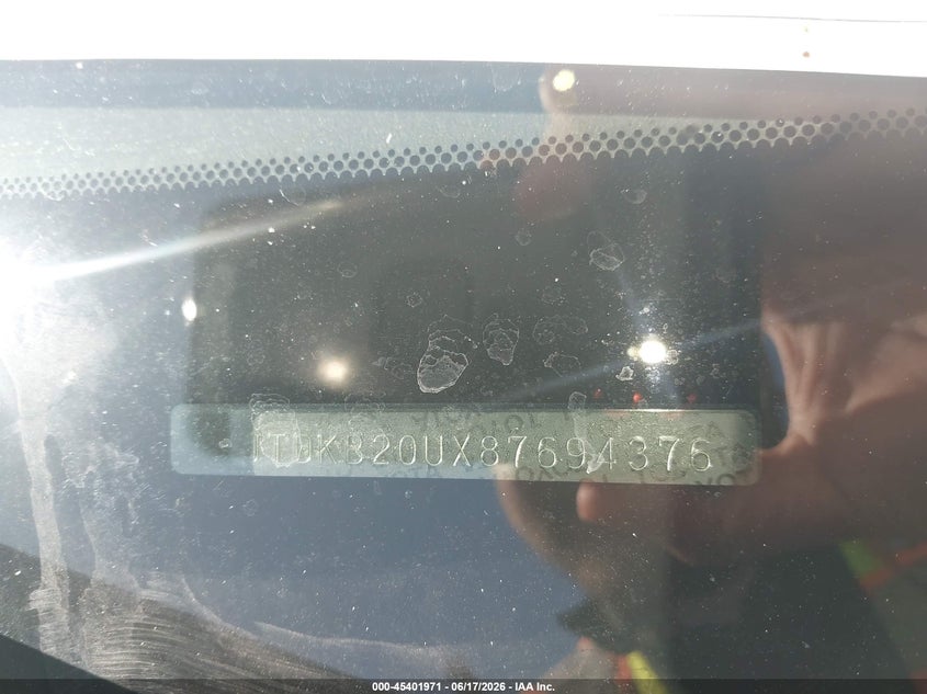 2008 Toyota Prius VIN JTDKB20UX87694376 IAAI salvage auction — FRONT END, Salvage (California), sold $675 on 2026-07-14 (photo 9)