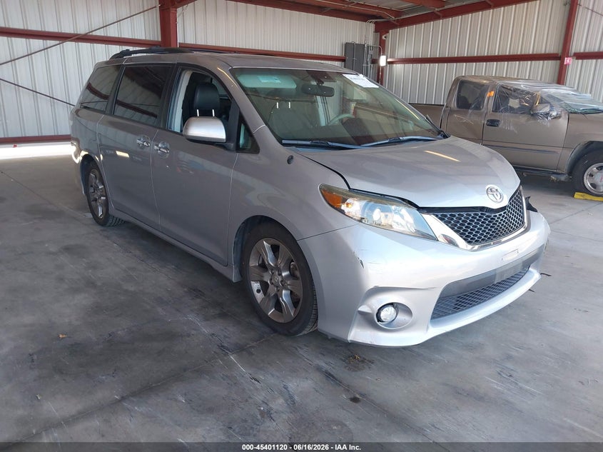 2014 Toyota Sienna VIN 5TDXK3DC6ES472481 IAAI salvage auction — LEFT FRONT, Salvage (California), sold $4,250 on 2026-07-14 (photo 1)