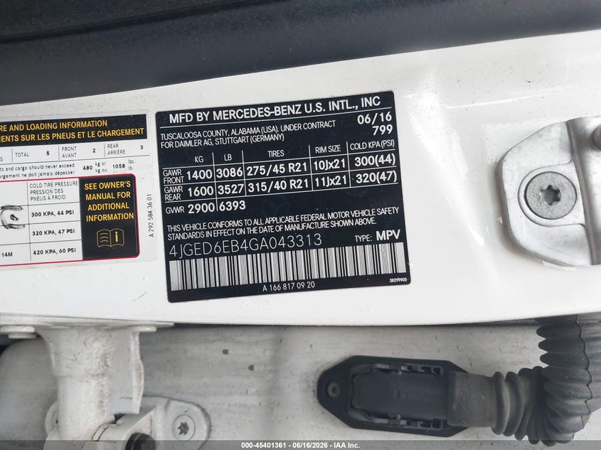 2016 Mercedes-benz Amg gle coupe VIN 4JGED6EB4GA043313 IAAI salvage auction — REAR END, Salvage (Georgia), sold $14,400 on 2026-07-29 (photo 9)