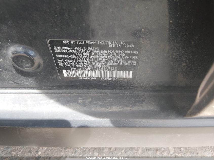 2010 Subaru Forester VIN JF2SH6FC1AH767740 IAAI salvage auction — NORMAL WEAR, Clear (Colorado), sold $875 on 2026-07-07 (photo 9)