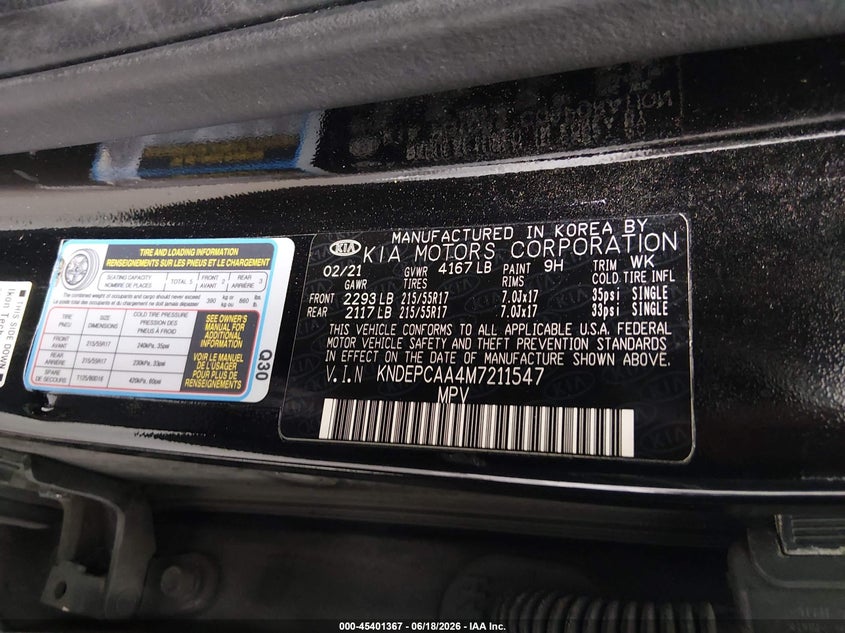 2021 Kia Seltos VIN KNDEPCAA4M7211547 IAAI salvage auction — FRONT END, Salvage Title, sold $2,100 on 2026-07-22 (photo 9)
