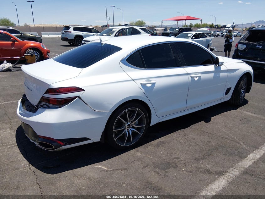 2025 Genesis G70 VIN KMTG34SC0SU145833 IAAI salvage auction — FRONT & REAR, Salvage Title, sold $7,700 on 2026-08-21 (photo 4)
