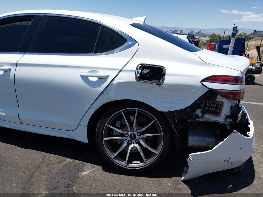 2025 Genesis G70 VIN KMTG34SC0SU145833 IAAI salvage auction — FRONT & REAR, Salvage Title, sold $7,700 on 2026-08-21 (photo 6)