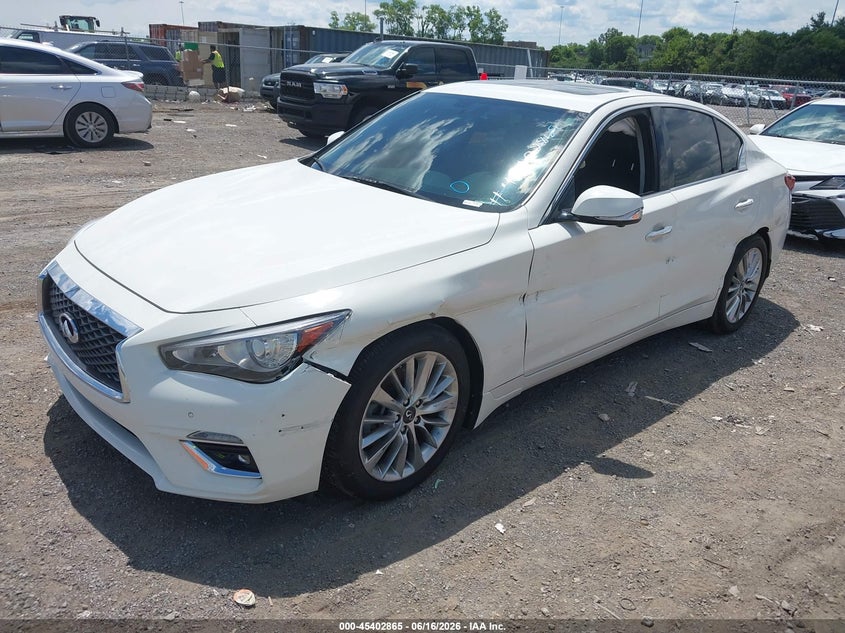 2021 Infiniti Q50 VIN JN1EV7BR2MM750223 IAAI salvage auction — SIDE, Salvage Title, sold $5,500 on 2026-07-30 (photo 2)