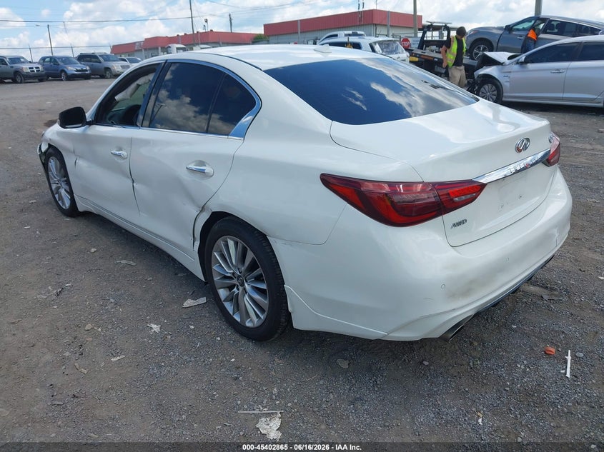 2021 Infiniti Q50 VIN JN1EV7BR2MM750223 IAAI salvage auction — SIDE, Salvage Title, sold $5,500 on 2026-07-30 (photo 3)