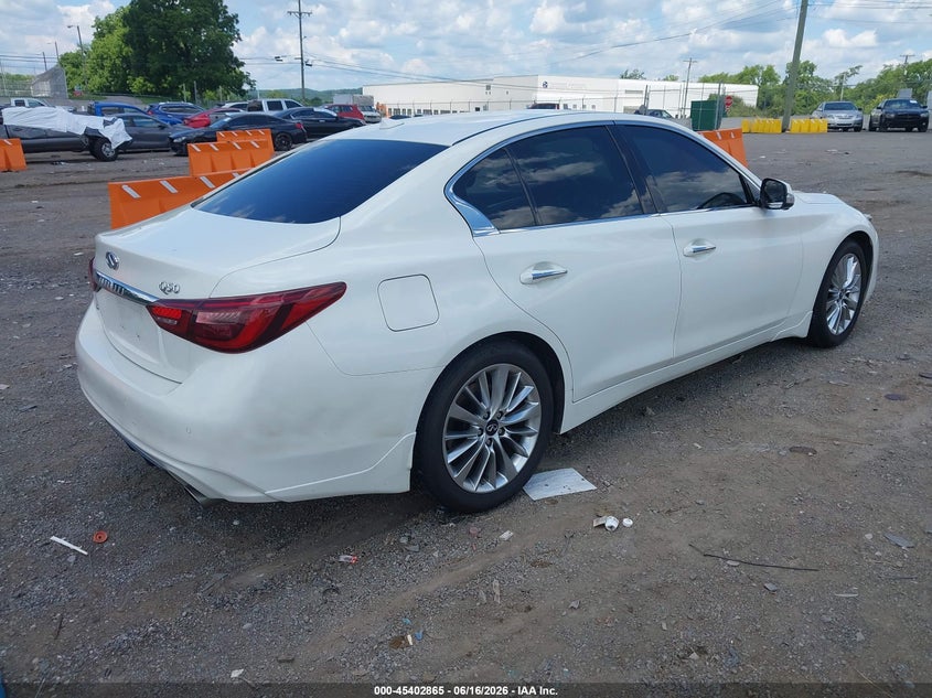 2021 Infiniti Q50 VIN JN1EV7BR2MM750223 IAAI salvage auction — SIDE, Salvage Title, sold $5,500 on 2026-07-30 (photo 4)