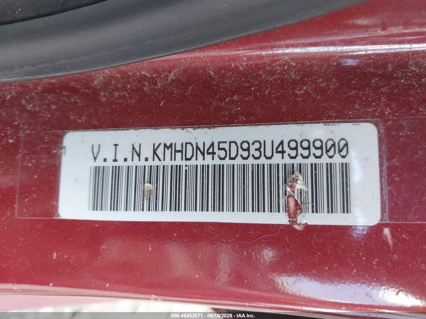 2003 Hyundai Elantra VIN KMHDN45D93U499900 IAAI salvage auction — NORMAL WEAR, Clear (New York), sold $375 on 2026-07-07 (photo 9)