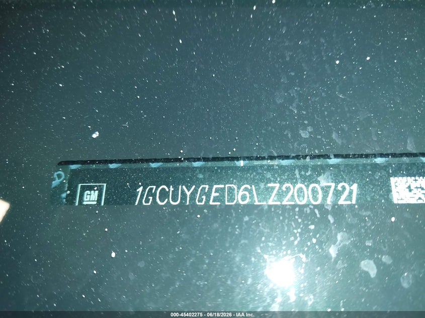 2020 Chevrolet Silverado VIN 1GCUYGED6LZ200721 IAAI salvage auction — FRONT END, Salvage Title, sold $7,500 on 2026-07-23 (photo 9)