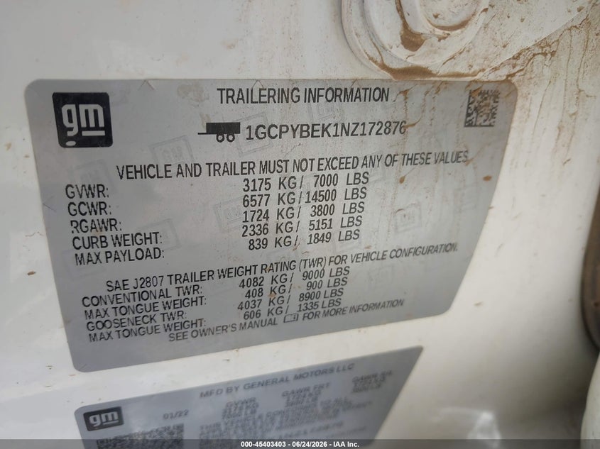 2022 Chevrolet Silverado VIN 1GCPYBEK1NZ172876 IAAI salvage auction — RIGHT FRONT, Salvage Title, sold $1,050 on 2026-08-19 (photo 9)