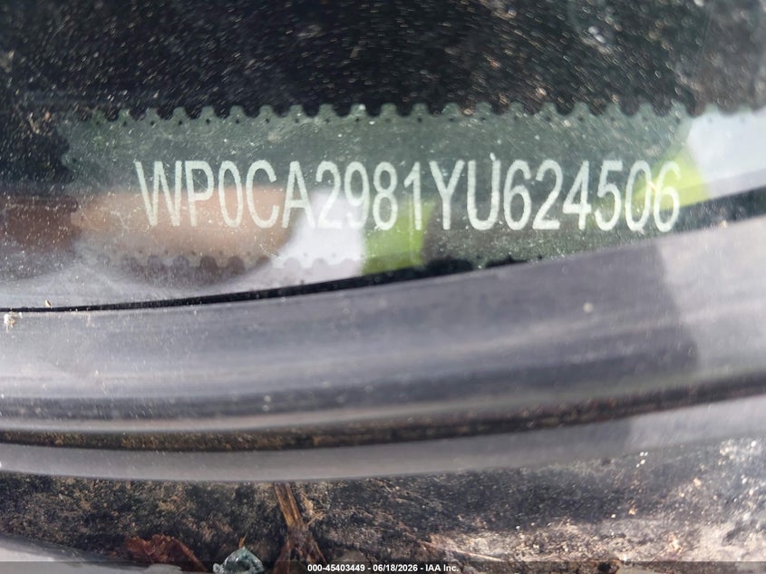 2000 Porsche Boxster VIN WP0CA2981YU624506 IAAI salvage auction — NORMAL WEAR, Clear (Virginia), sold $525 on 2026-07-28 (photo 9)