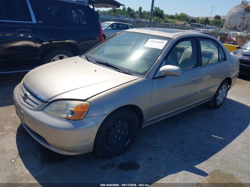 2002 Honda Civic VIN JHMES26782S003203 IAAI salvage auction — NORMAL WEAR, Clear - Dealer Only (California), sold $375 on 2026-07-09 (photo 2)