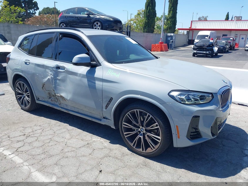 2022 BMW X3 VIN 5UX53DP06N9K83645 IAAI salvage auction — RIGHT SIDE, Salvage Title, sold $19,300 on 2026-07-23 (photo 1)