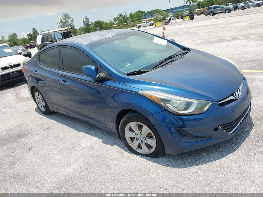 2016 Hyundai Elantra VIN KMHDH4AEXGU483166 IAAI salvage auction — NORMAL WEAR, Clear (Florida), sold $825 on 2026-07-23 (photo 1)
