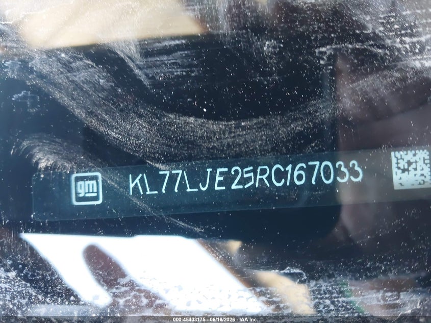 2024 Chevrolet Trax VIN KL77LJE25RC167033 IAAI salvage auction — REAR END, Salvage Title, sold $1,150 on 2026-07-21 (photo 9)
