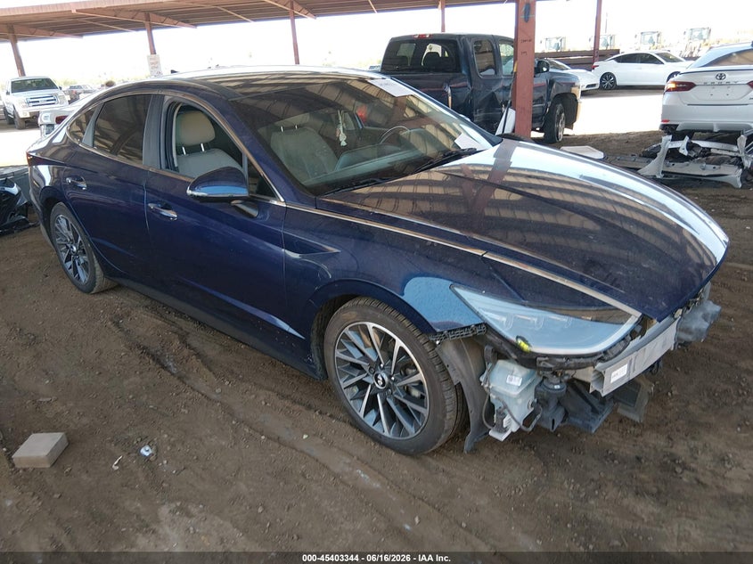 2020 Hyundai Sonata VIN 5NPEH4J21LH010761 IAAI salvage auction — FRONT END, Salvage Title, sold $4,250 on 2026-07-26 (photo 1)