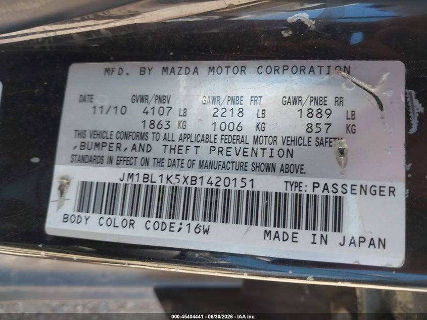 2011 Mazda 3 VIN JM1BL1K5XB1420151 IAAI salvage auction — NORMAL WEAR, Restored (Arizona), sold $300 on 2026-07-16 (photo 9)