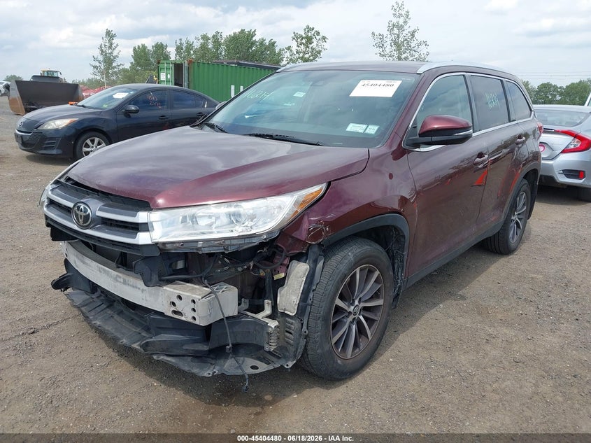 2019 Toyota Highlander VIN 5TDJZRFH7KS710718 IAAI salvage auction — FRONT END, Mv-907A (New York), sold $13,975 on 2026-07-07 (photo 2)