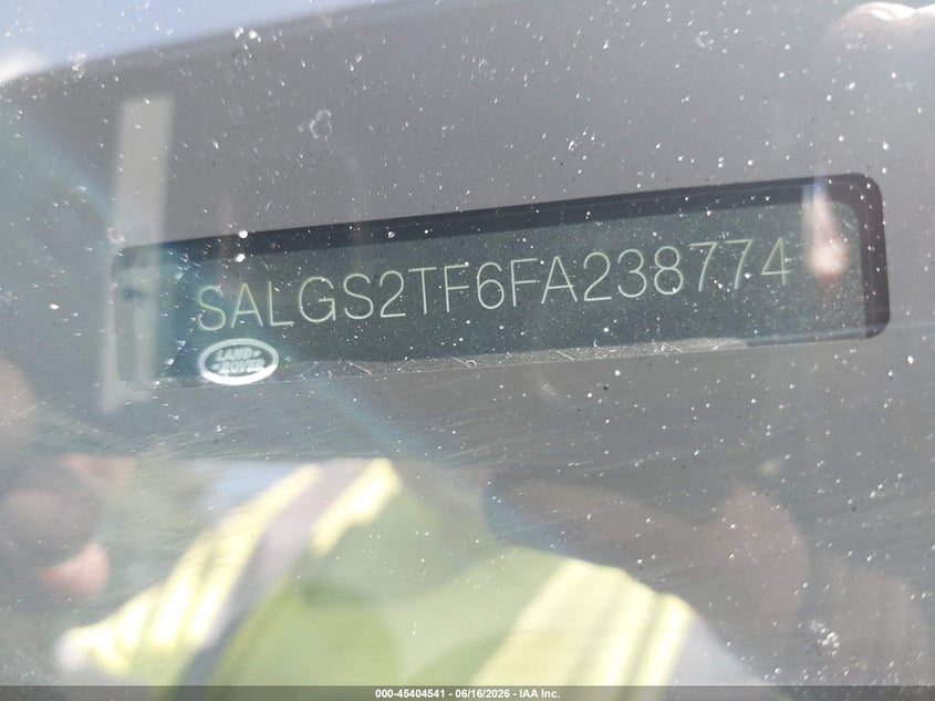 2015 Land rover RANGE ROVER VIN SALGS2TF6FA238774 IAAI salvage auction — NORMAL WEAR, Clear (Indiana), sold $5,475 on 2026-07-08 (photo 9)