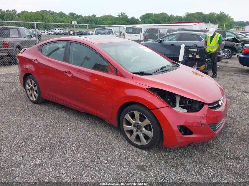 2013 Hyundai Elantra VIN KMHDH4AE9DU997005 IAAI salvage auction — FRONT & REAR, Salvage - Greater Than 75% (Maryland), sold $700 on 2026-07-06 (photo 1)