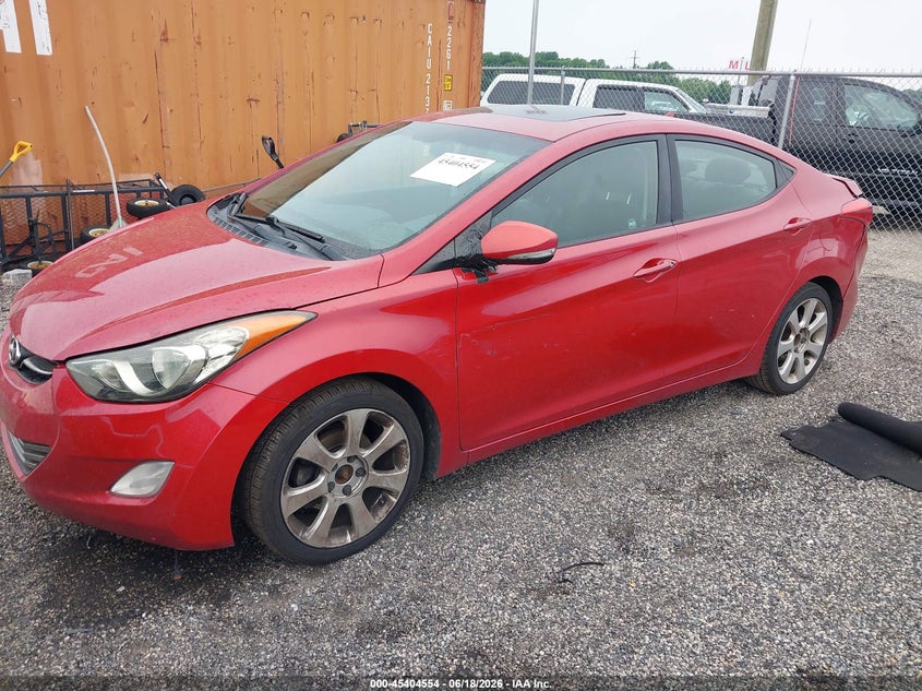 2013 Hyundai Elantra VIN KMHDH4AE9DU997005 IAAI salvage auction — FRONT & REAR, Salvage - Greater Than 75% (Maryland), sold $700 on 2026-07-06 (photo 2)