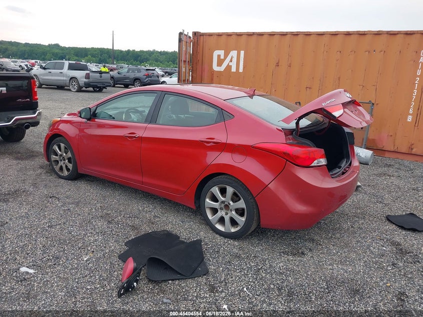 2013 Hyundai Elantra VIN KMHDH4AE9DU997005 IAAI salvage auction — FRONT & REAR, Salvage - Greater Than 75% (Maryland), sold $700 on 2026-07-06 (photo 3)