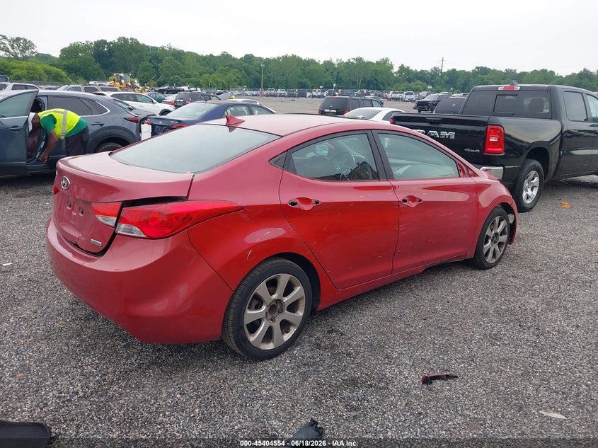 2013 Hyundai Elantra VIN KMHDH4AE9DU997005 IAAI salvage auction — FRONT & REAR, Salvage - Greater Than 75% (Maryland), sold $700 on 2026-07-06 (photo 4)
