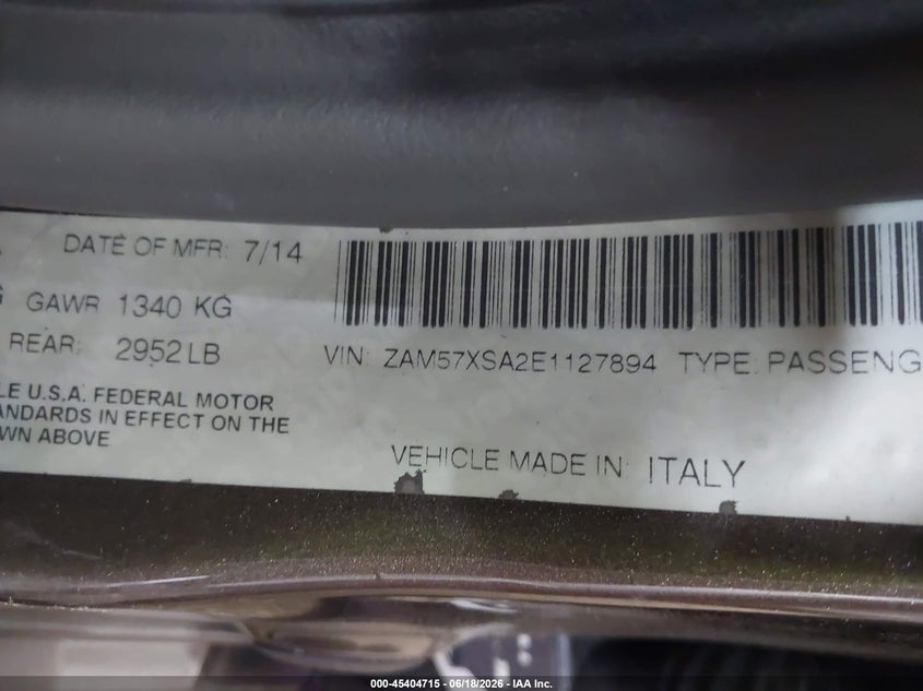 2014 Maserati Ghibli VIN ZAM57XSA2E1127894 IAAI salvage auction — LEFT SIDE, Salvage (Virginia), sold $3,950 on 2026-07-09 (photo 9)