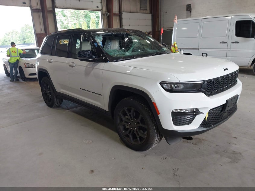 2025 Jeep Grand cherokee VIN 1C4RJHBG0S8795987 IAAI salvage auction — STORM DAMAGE, Salvage Title, sold $20,250 on 2026-09-16 (photo 1)