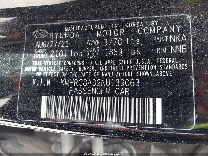 2022 Hyundai Venue VIN KMHRC8A32NU139063 IAAI salvage auction — LEFT SIDE, Salvage (Massachusetts), sold $2,750 on 2026-07-21 (photo 9)