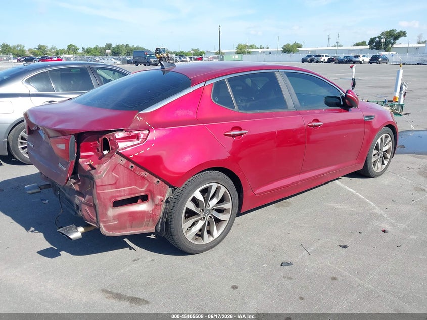 2015 Kia Optima VIN 5XXGR4A78FG373012 IAAI salvage auction — REAR END, Rebuildable (Florida), sold $800 on 2026-07-13 (photo 4)