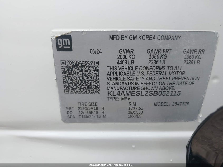 2025 Buick Encore gx VIN KL4AMESL2SB052115 IAAI salvage auction — REAR END, Salvage Title, sold $4,550 on 2026-07-15 (photo 9)