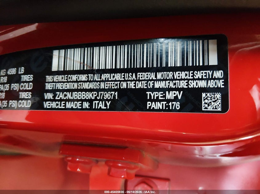 2019 Jeep Renegade VIN ZACNJBBB8KPJ79671 IAAI salvage auction — REAR END, Salvage (Tennessee), sold $625 on 2026-08-17 (photo 9)