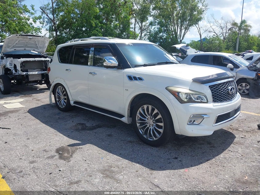 2015 Infiniti Qx80 VIN JN8AZ2NC0F9370687 IAAI salvage auction — REAR END, Rebuildable (Florida), sold $4,550 on 2026-07-29 (photo 1)