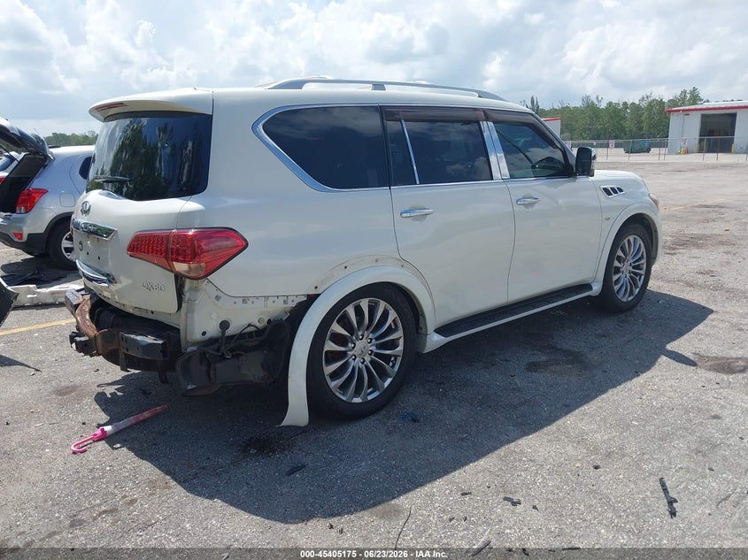 2015 Infiniti Qx80 VIN JN8AZ2NC0F9370687 IAAI salvage auction — REAR END, Rebuildable (Florida), sold $4,550 on 2026-07-29 (photo 4)