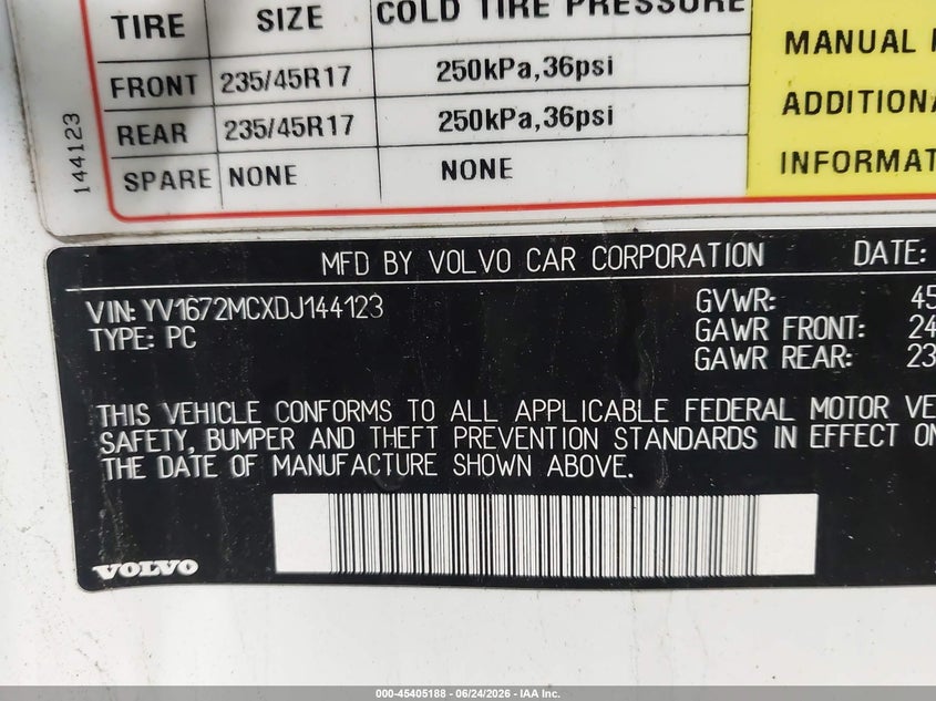 2013 Volvo C70 VIN YV1672MCXDJ144123 IAAI salvage auction — SUSPENSION, Salvage Title, sold $1,400 on 2026-07-22 (photo 9)