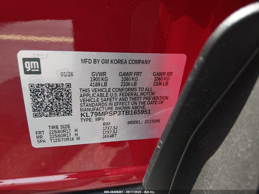 2026 Chevrolet Trailblazer VIN KL79MPSP3TB165951 IAAI salvage auction — SIDE, Salvage Title, sold $6,800 on 2026-07-30 (photo 9)