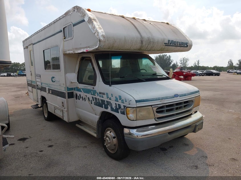 1997 Ford Econoline e350 VIN 1FDKE30S8VHA75742 IAAI salvage auction — ROOF, Clear (Florida), sold $550 on 2026-07-09 (photo 1)