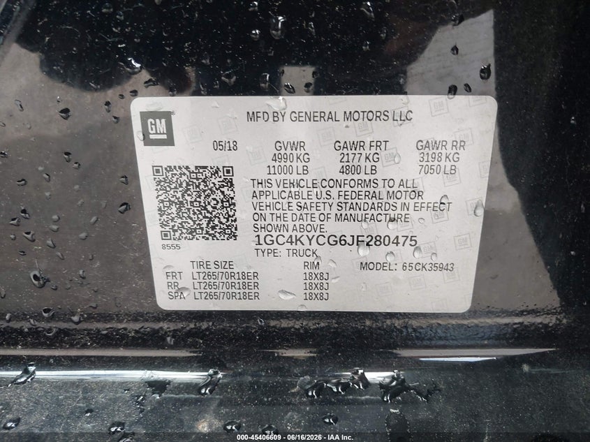 2018 Chevrolet Silverado VIN 1GC4KYCG6JF280475 IAAI salvage auction — ALL OVER, Sf97 (New Hampshire), sold $19,300 on 2026-07-23 (photo 9)