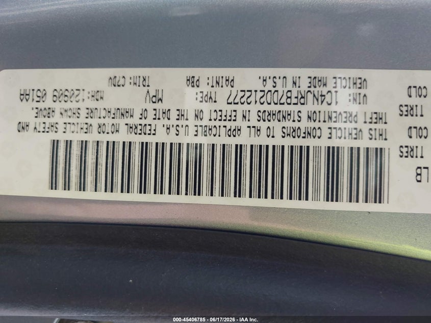2013 Jeep Liberty (patriot) VIN 1C4NJRFB7DD212277 IAAI salvage auction — REAR END, Salvage Title, sold $400 on 2026-07-11 (photo 9)