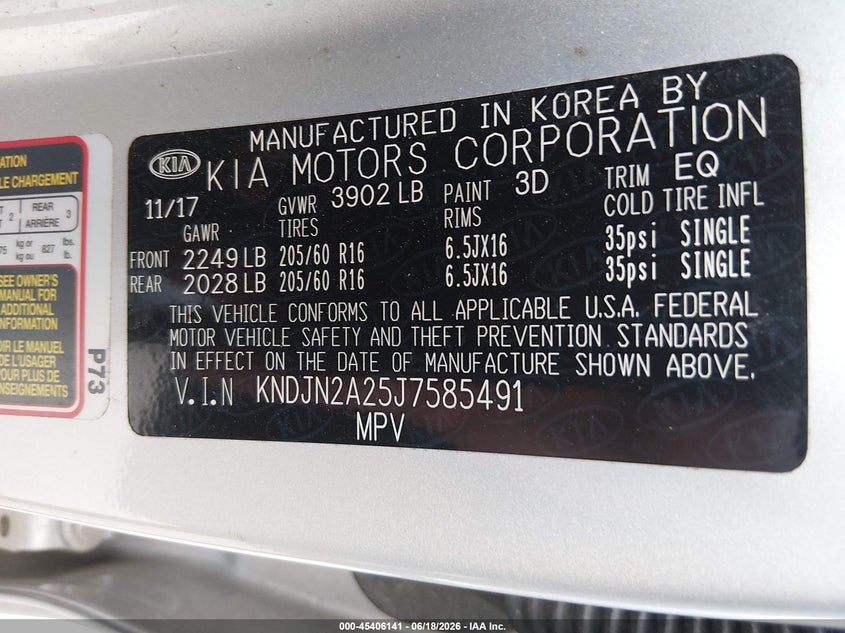 2018 Kia Soul VIN KNDJN2A25J7585491 IAAI salvage auction — REAR END, Salvage (North Carolina), sold $2,150 on 2026-07-06 (photo 9)