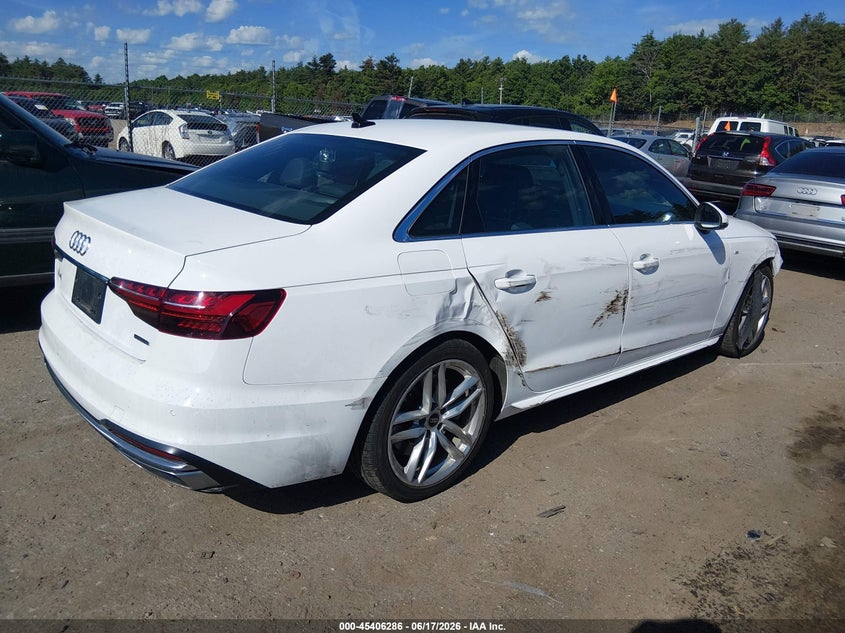 2023 Audi A4 VIN WAUEAAF48PN016315 IAAI salvage auction — SIDE, Salvage Title, sold $7,100 on 2026-08-19 (photo 4)
