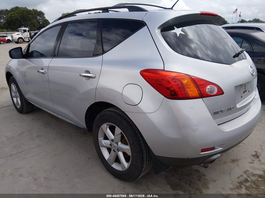 2009 Nissan Murano VIN JN8AZ18U19W005519 IAAI salvage auction — RIGHT REAR, Enterprise Vehicles Clear Only (Texas), sold $375 on 2026-07-21 (photo 3)