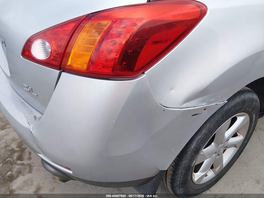 2009 Nissan Murano VIN JN8AZ18U19W005519 IAAI salvage auction — RIGHT REAR, Enterprise Vehicles Clear Only (Texas), sold $375 on 2026-07-21 (photo 6)