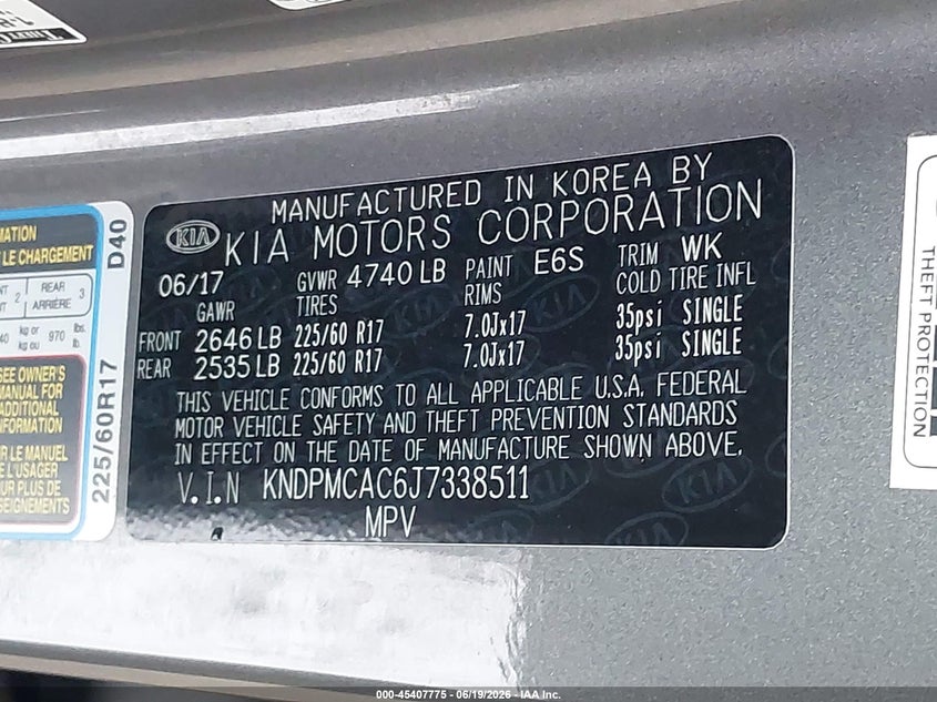 2018 Kia Sportage VIN KNDPMCAC6J7338511 IAAI salvage auction — FRONT END, Original (Texas), sold $2,150 on 2026-07-28 (photo 9)