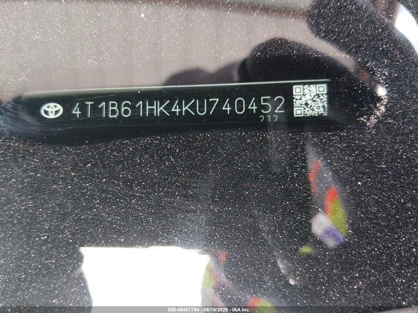 2019 Toyota Camry VIN 4T1B61HK4KU740452 IAAI salvage auction — SIDE, Salvage (New Mexico), sold $6,900 on 2026-07-31 (photo 9)