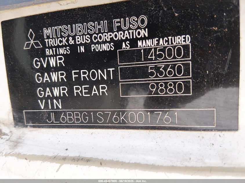 2006 Mitsubishi fuso truck Fe VIN JL6BBG1S76K001761 IAAI salvage auction — ROOF, Salvage (Texas), sold $1,700 on 2026-07-16 (photo 8)