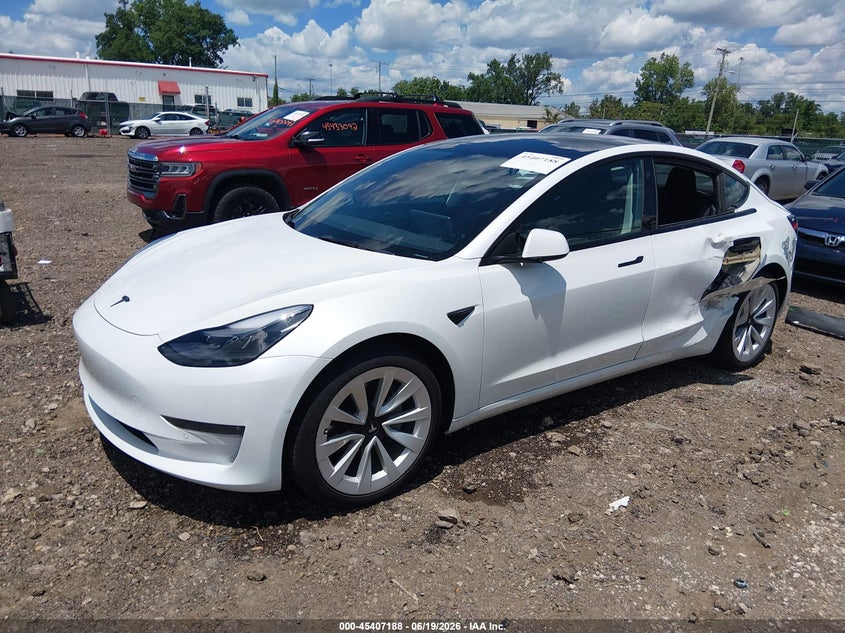 2022 Tesla Model 3 VIN 5YJ3E1EB3NF209529 IAAI salvage auction — LEFT SIDE, Salvage Title, sold $9,650 on 2026-07-29 (photo 2)